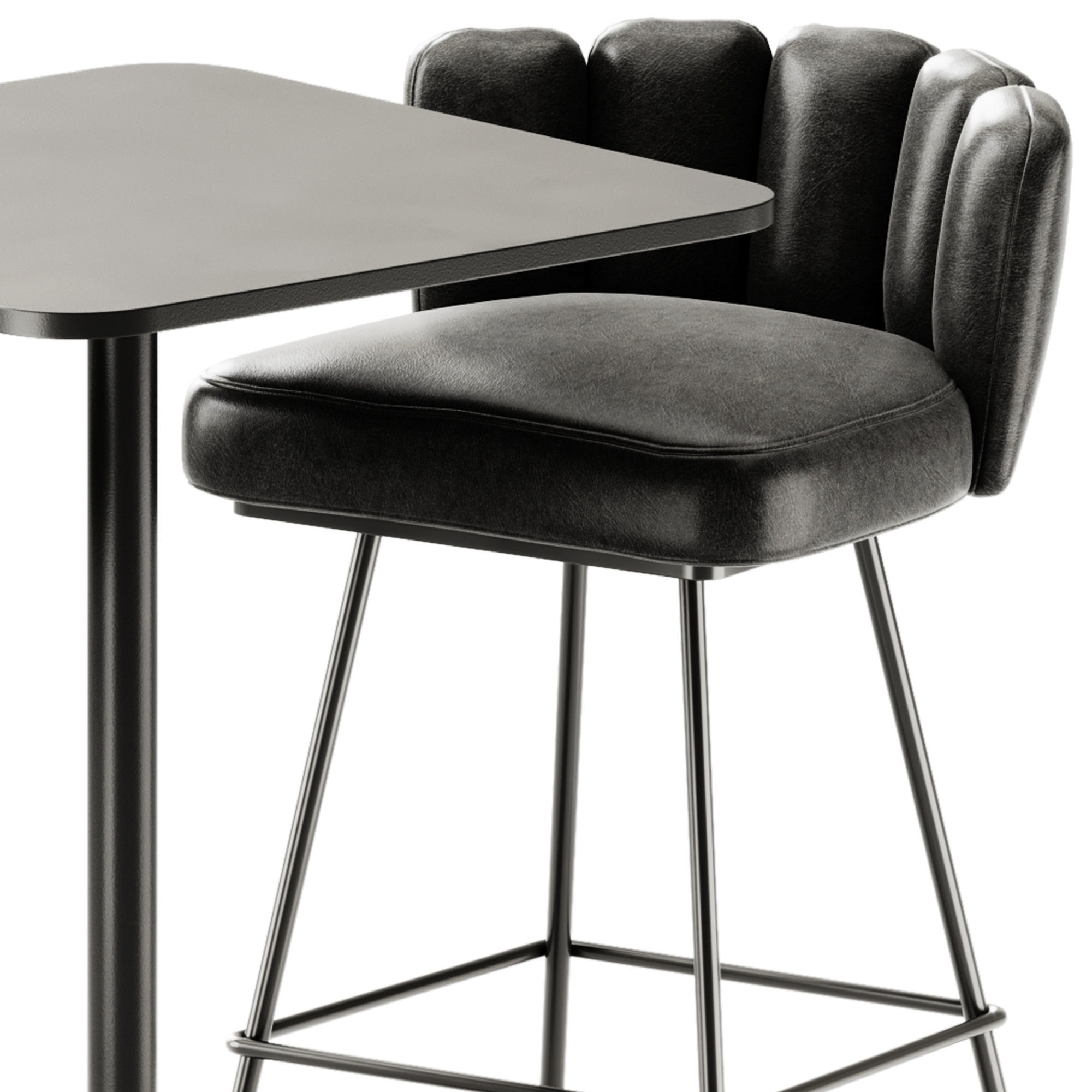 Casual High Square Table by Bene and KFF GAIA Barstool 3D model_3