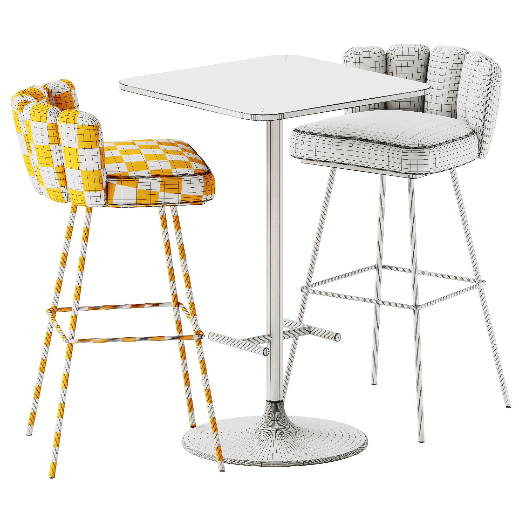 Casual High Square Table by Bene and KFF GAIA Barstool 3D model_5