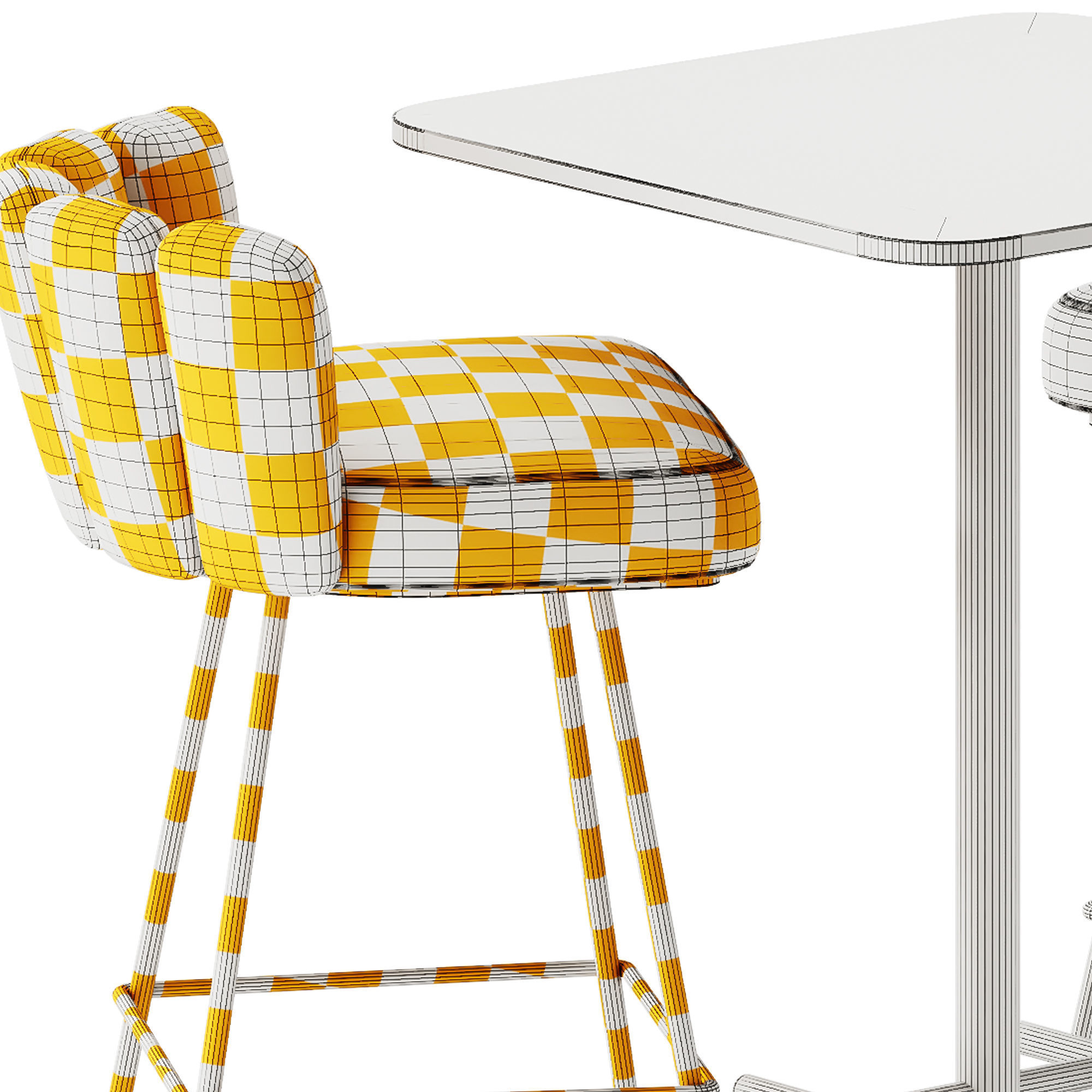 Casual High Square Table by Bene and KFF GAIA Barstool 3D model_6