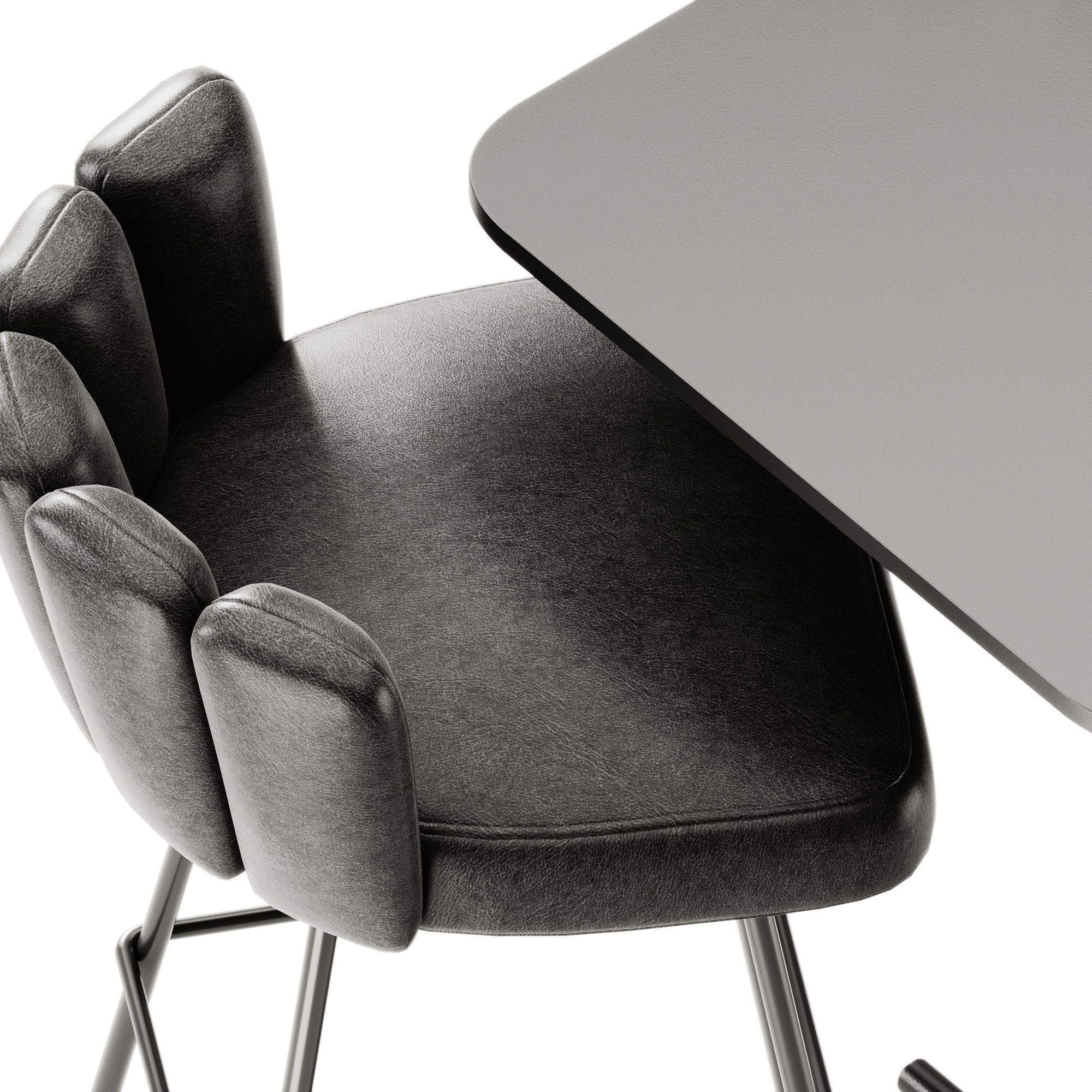 Casual High Square Table by Bene and KFF GAIA Barstool 3D model_1