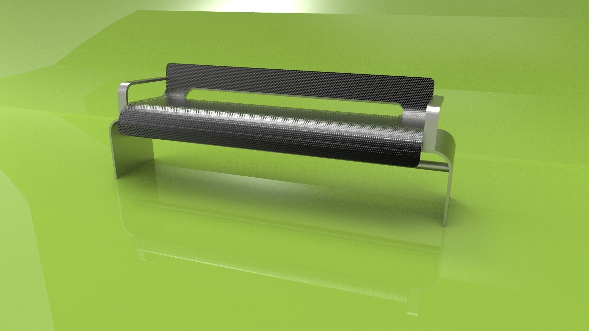 park bench 1 Low-poly 3D model_1