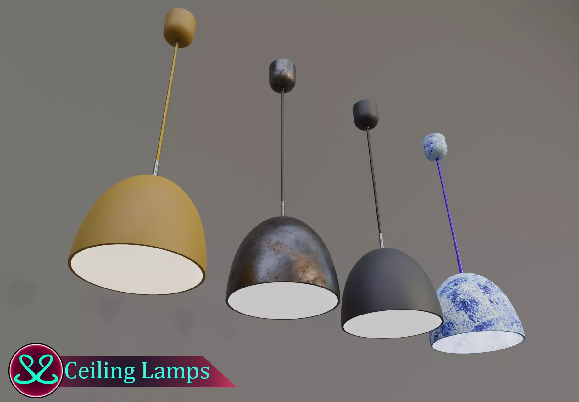 Awesome Ceiling Lamp Pack Ceiling Lamps Free low-poly 3D model