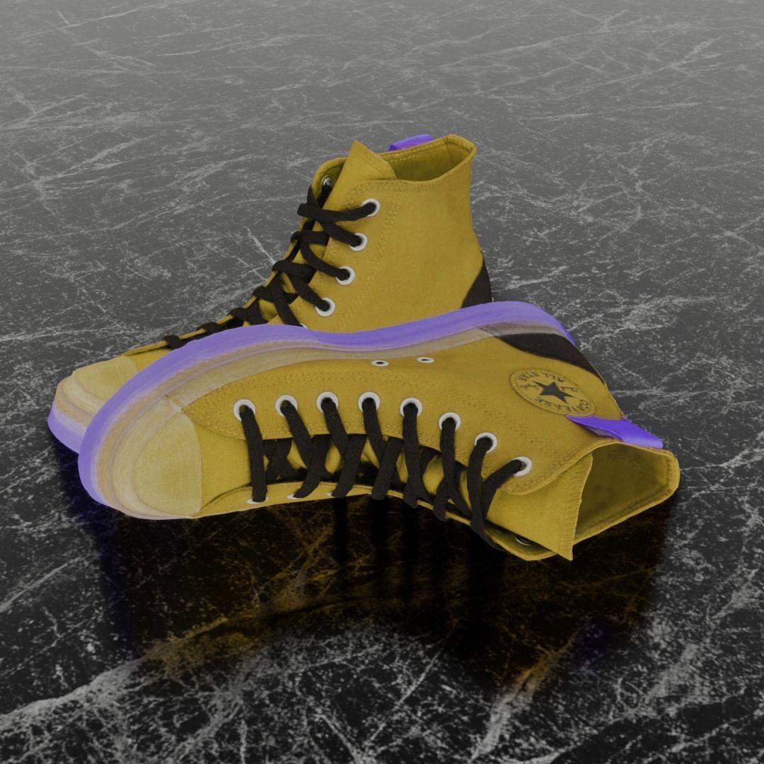 CONVERSE 3D SHOES - BROWN Low-poly 3D model_1