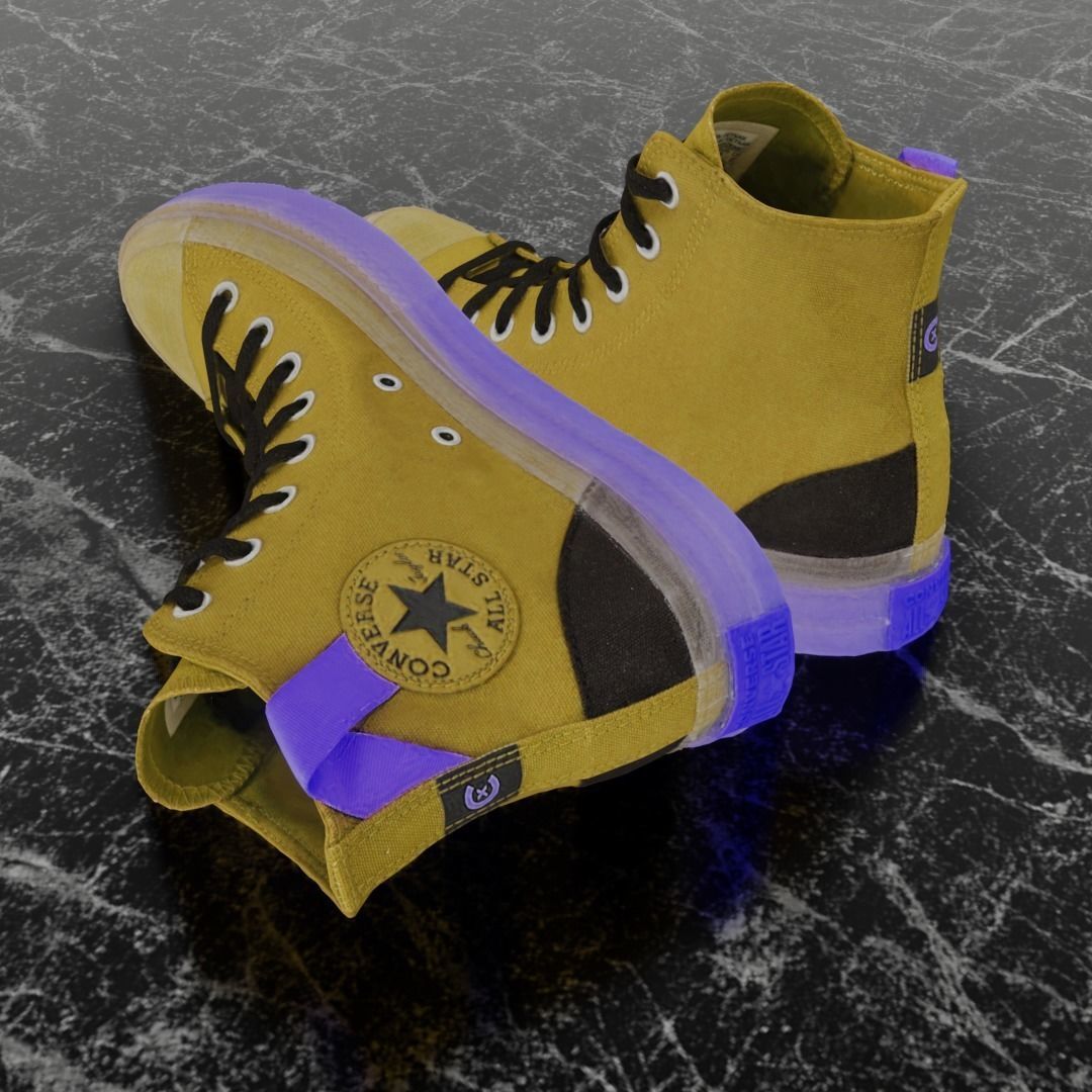 CONVERSE 3D SHOES - BROWN Low-poly 3D model_6