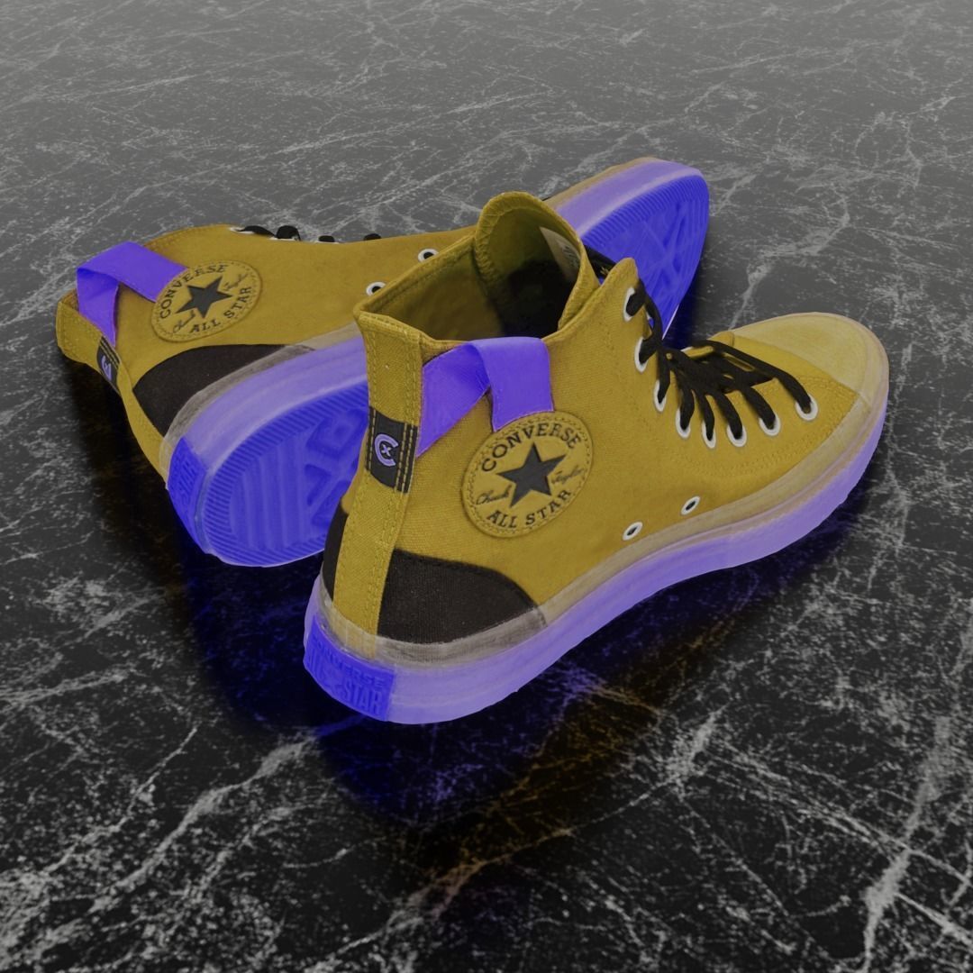 CONVERSE 3D SHOES - BROWN Low-poly 3D model_5