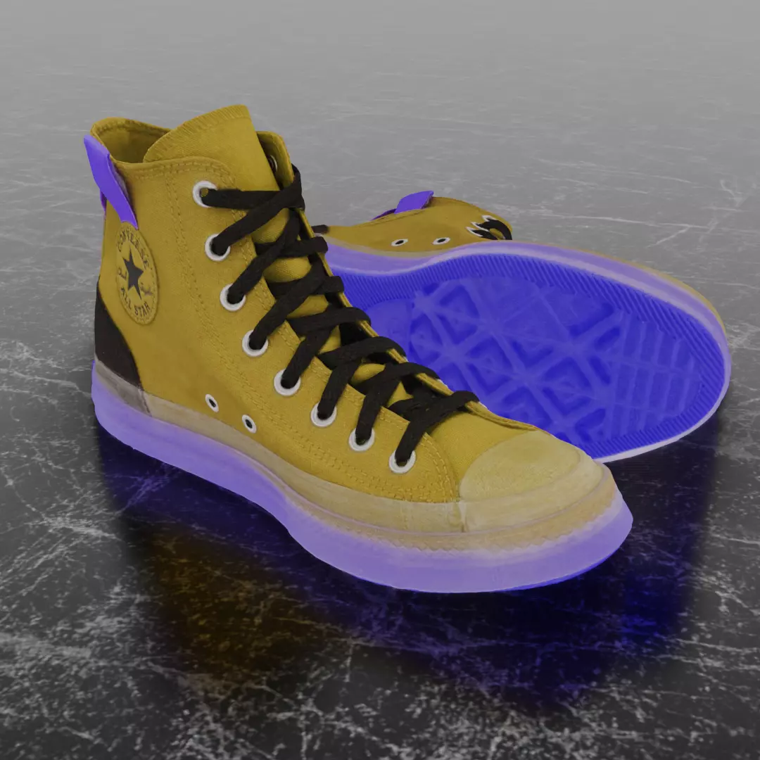 CONVERSE 3D SHOES - BROWN Low-poly 3D model_0