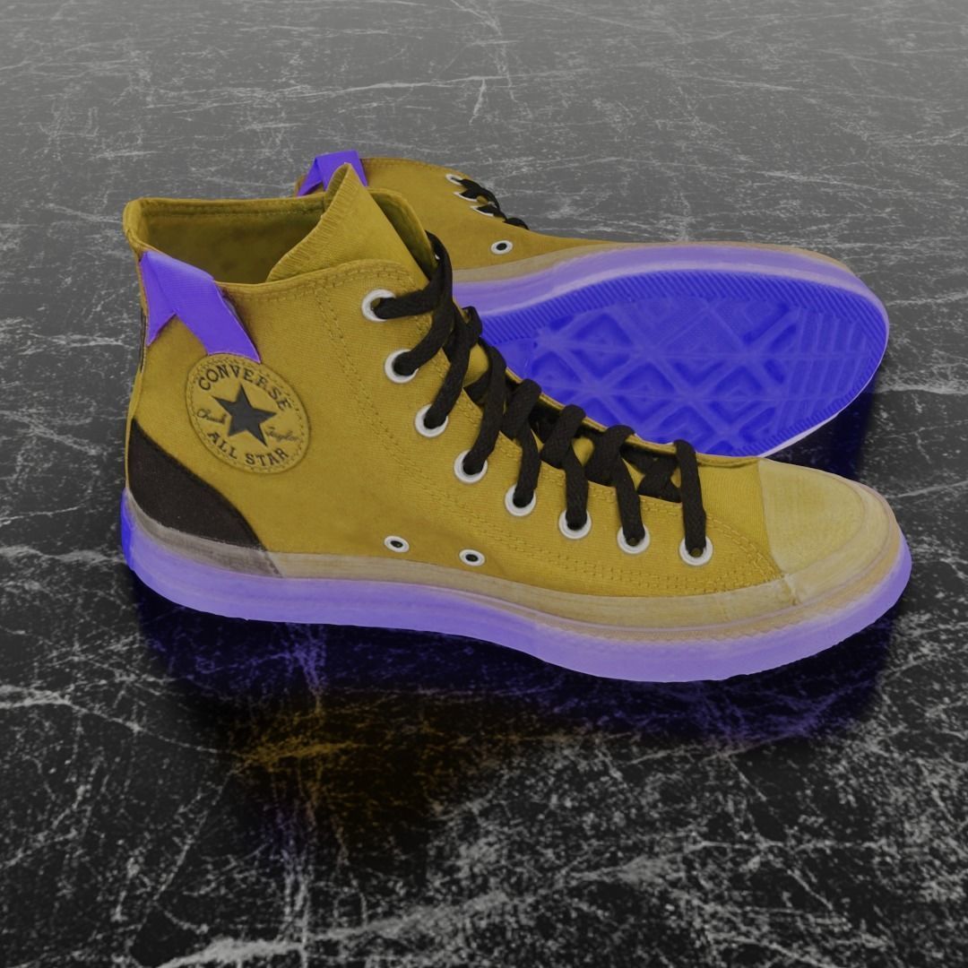 CONVERSE 3D SHOES - BROWN Low-poly 3D model_4
