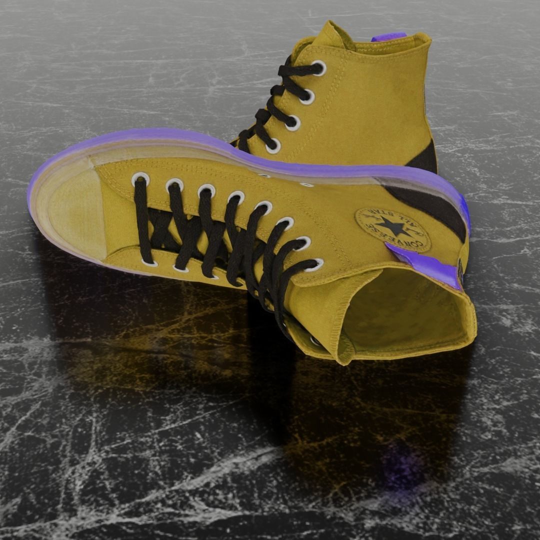 CONVERSE 3D SHOES - BROWN Low-poly 3D model_7