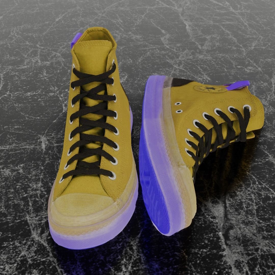 CONVERSE 3D SHOES - BROWN Low-poly 3D model_3