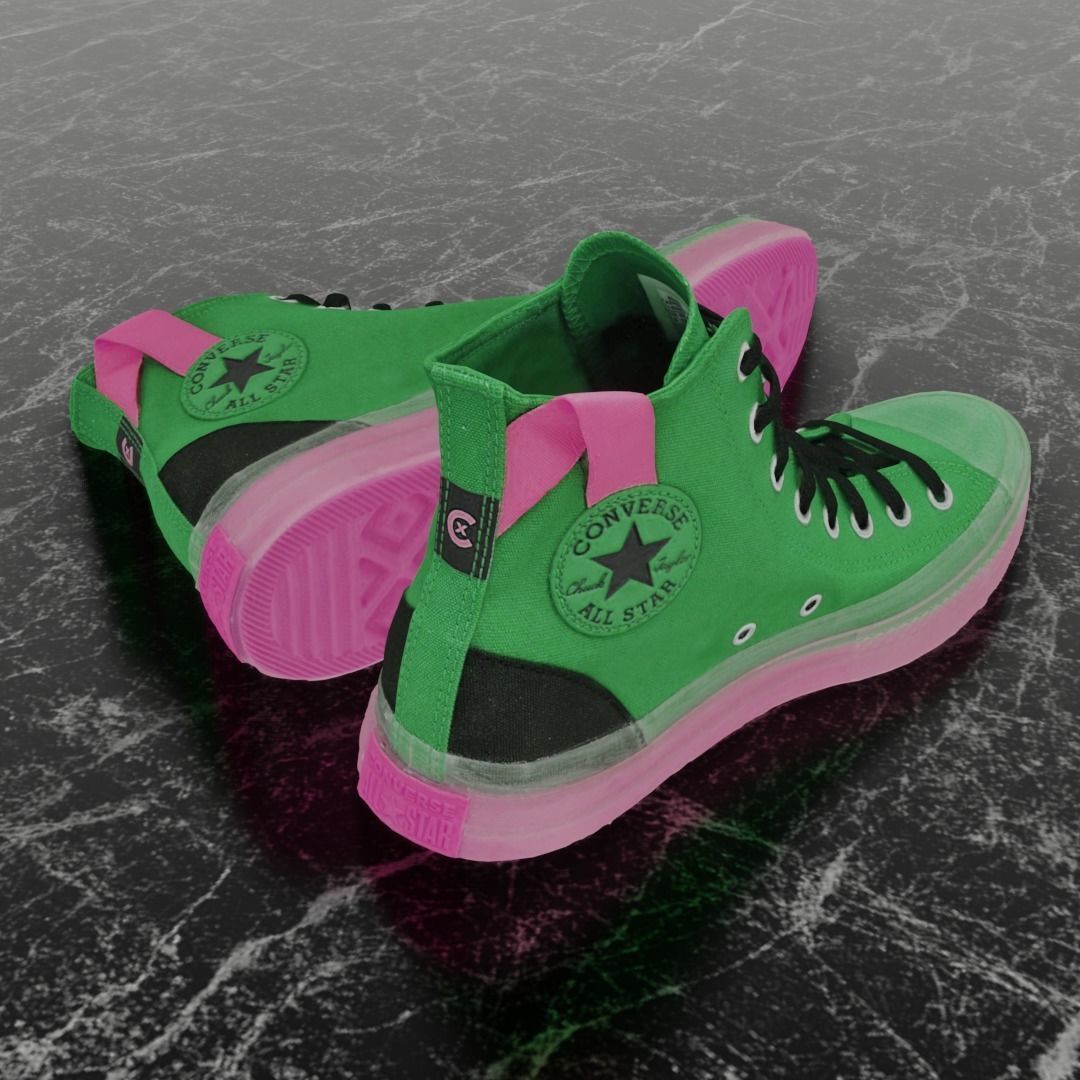 CONVERSE 3D SHOES - GREEN Low-poly 3D model_5