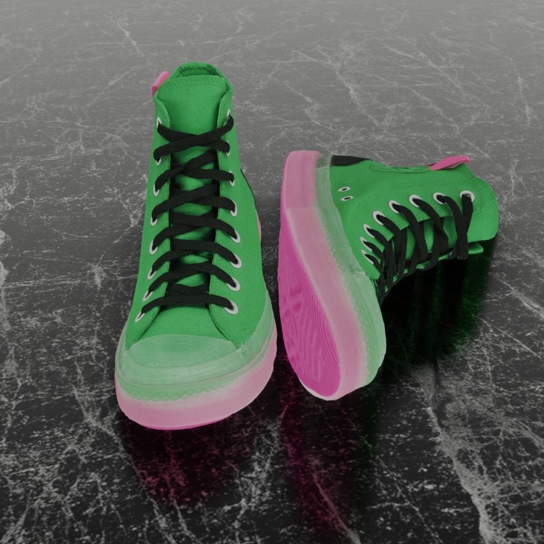 CONVERSE 3D SHOES - GREEN Low-poly 3D model_3