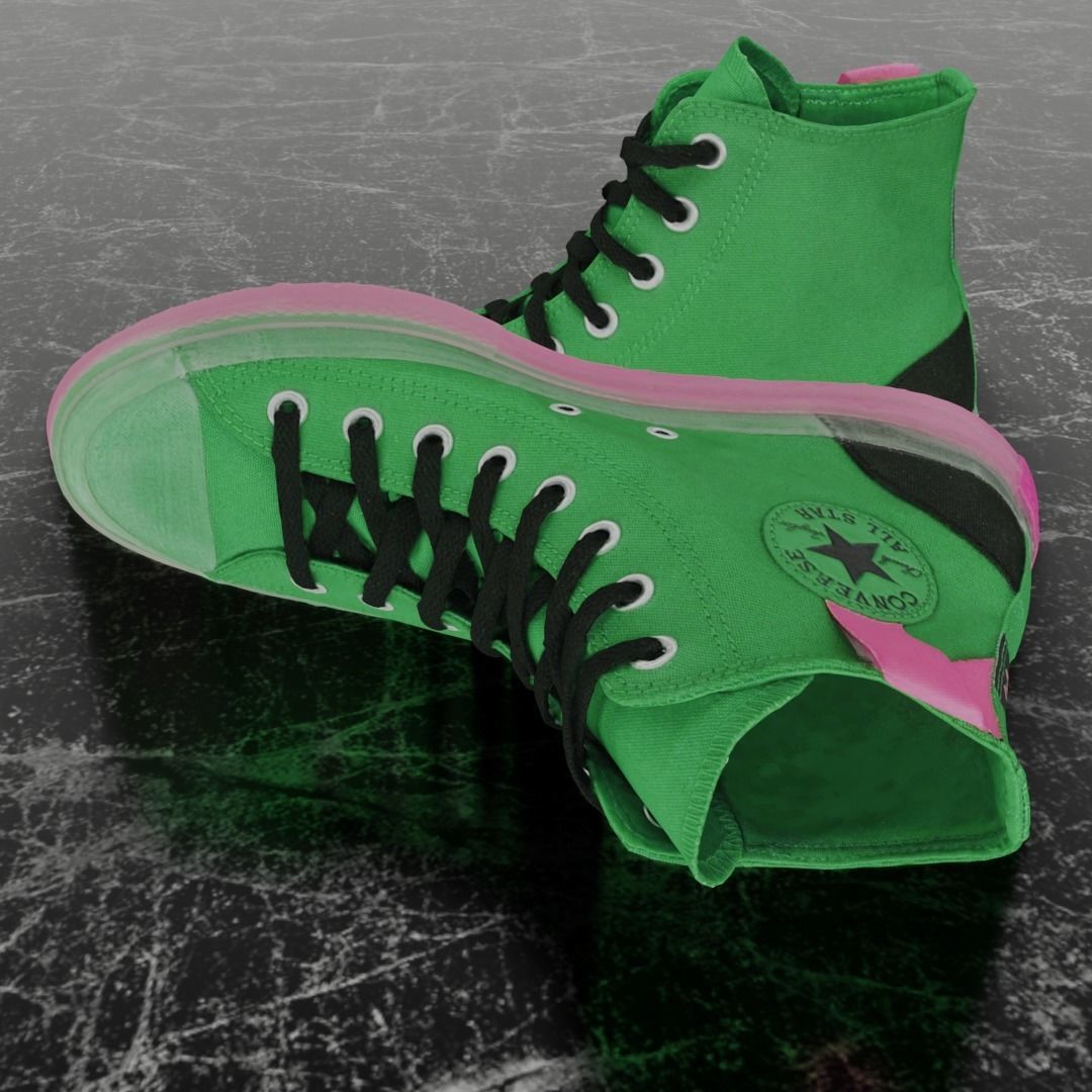 CONVERSE 3D SHOES - GREEN Low-poly 3D model_7