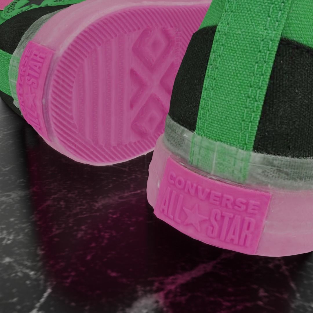 CONVERSE 3D SHOES - GREEN Low-poly 3D model_11