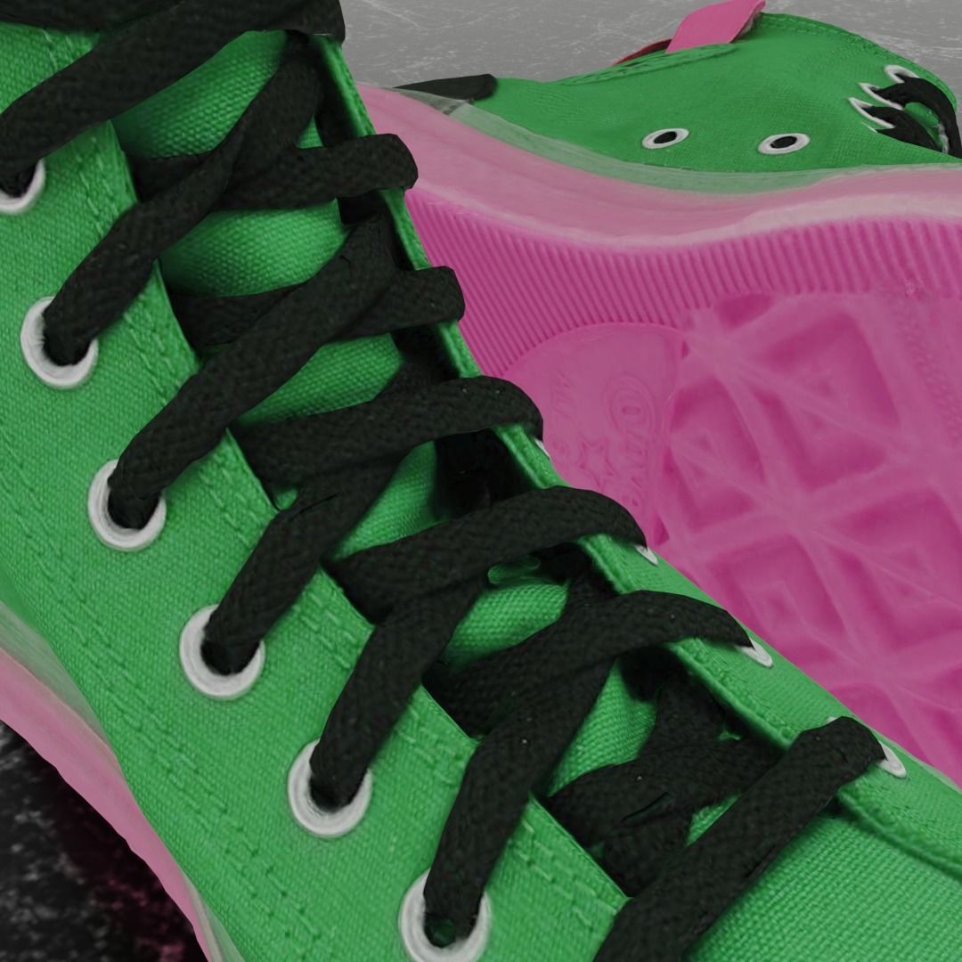 CONVERSE 3D SHOES - GREEN Low-poly 3D model_10