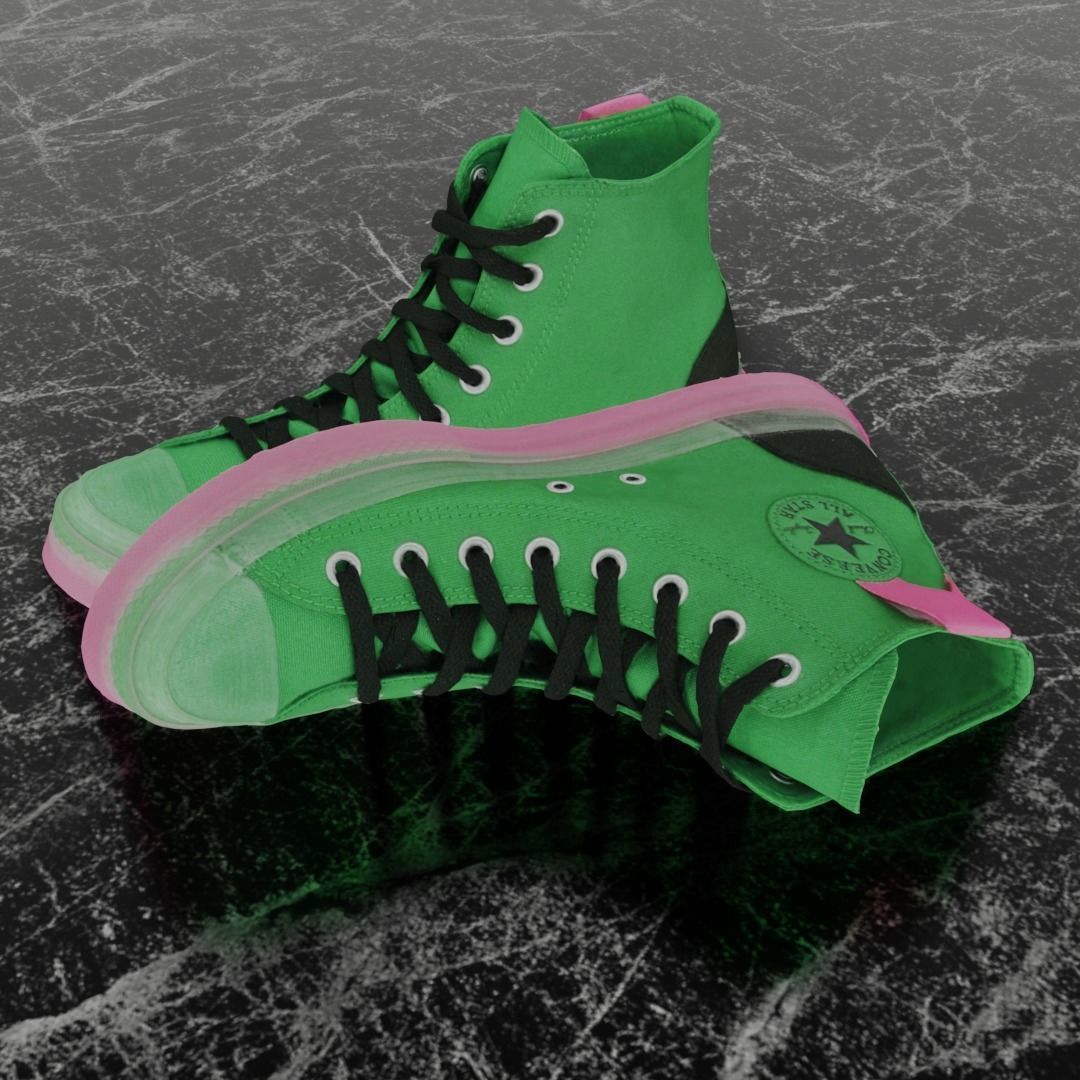 CONVERSE 3D SHOES - GREEN Low-poly 3D model_1