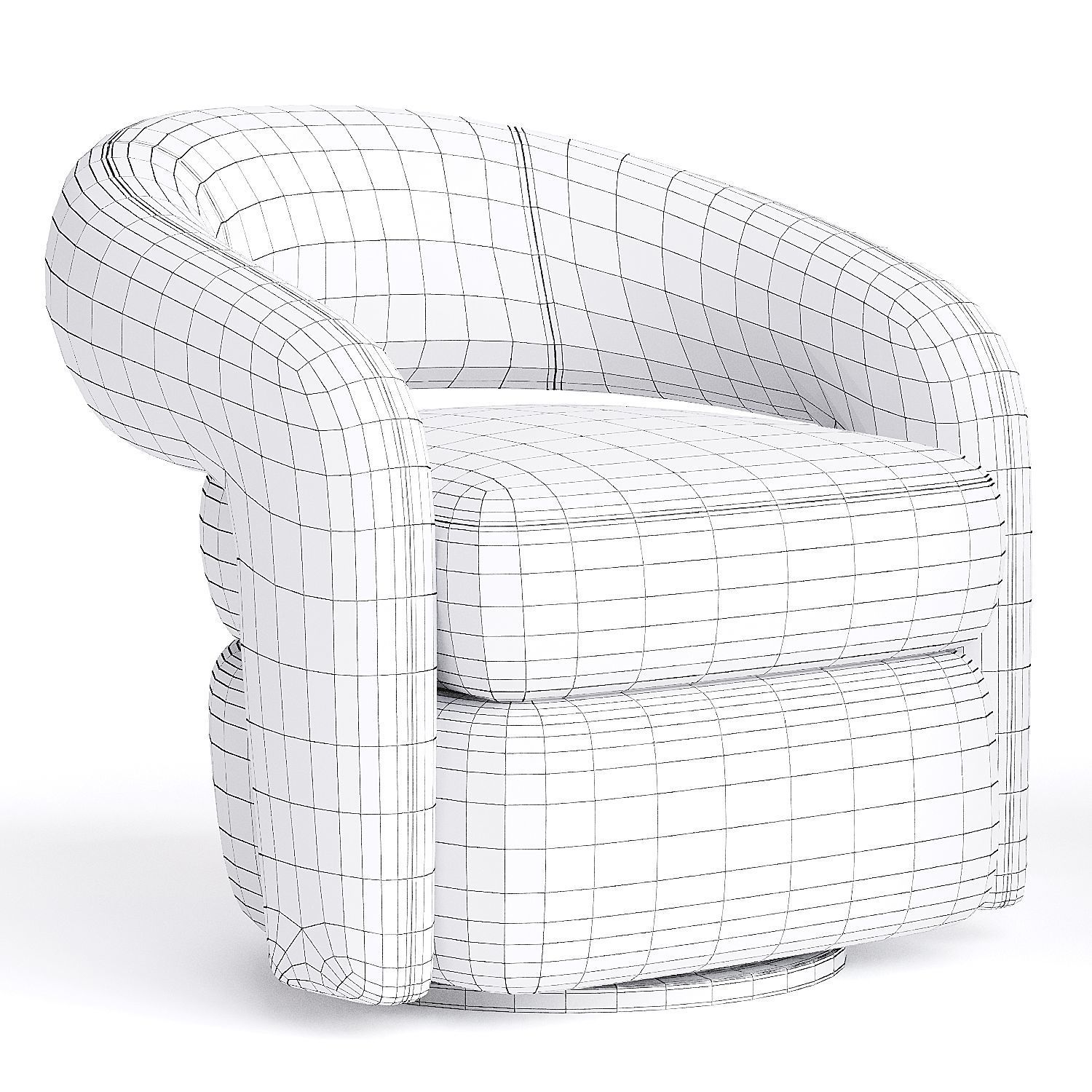 Swivel Barrel Chair Low-poly 3D model_1