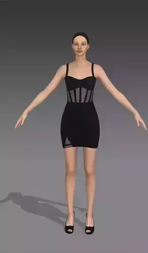 Corset dress slit detail strap detail 