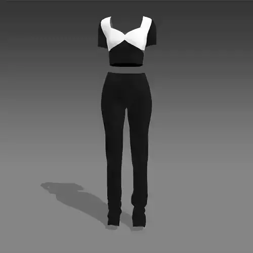 Blouse color block black and white color