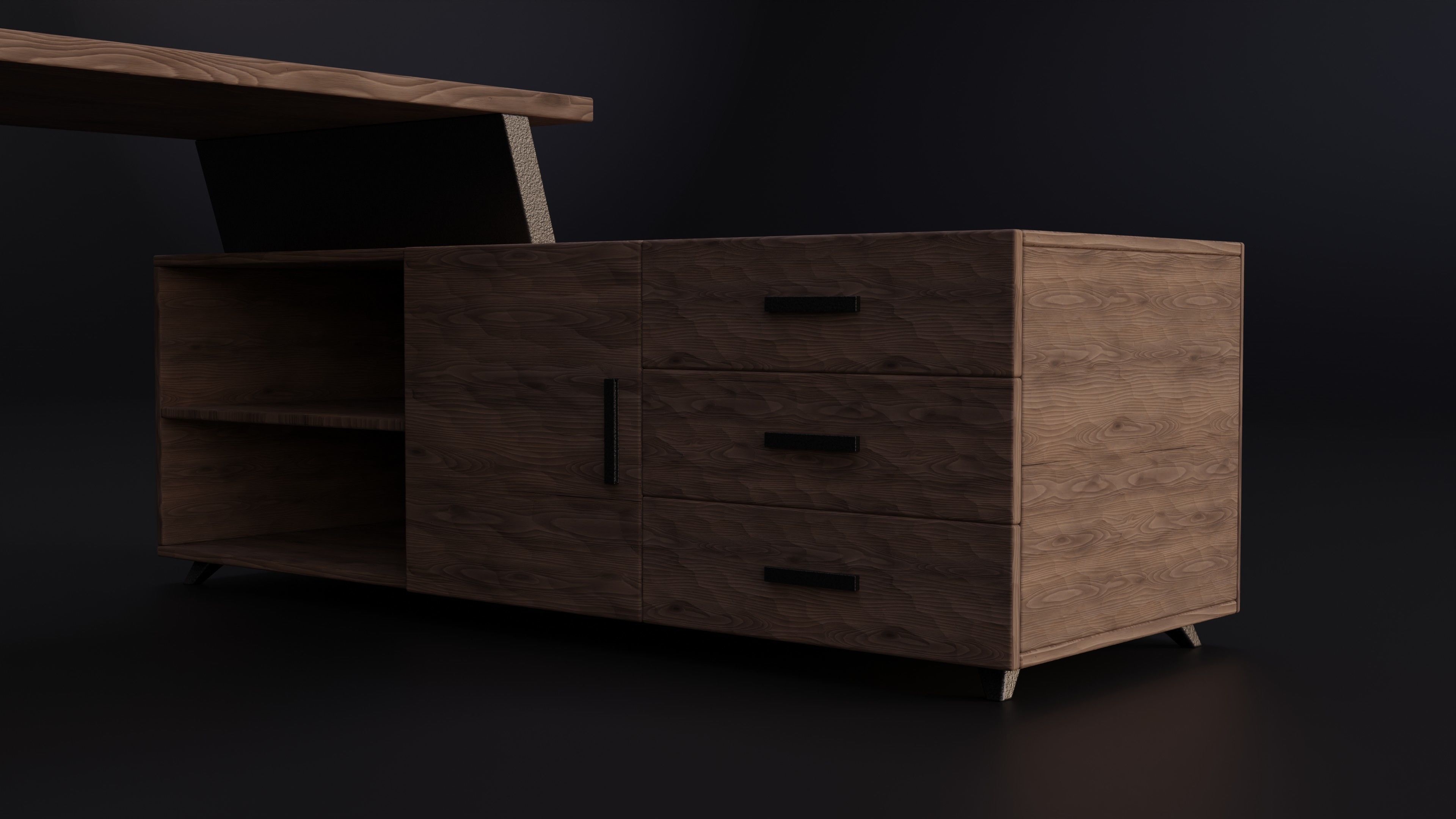 Modern Desk Design Free 3D model_2
