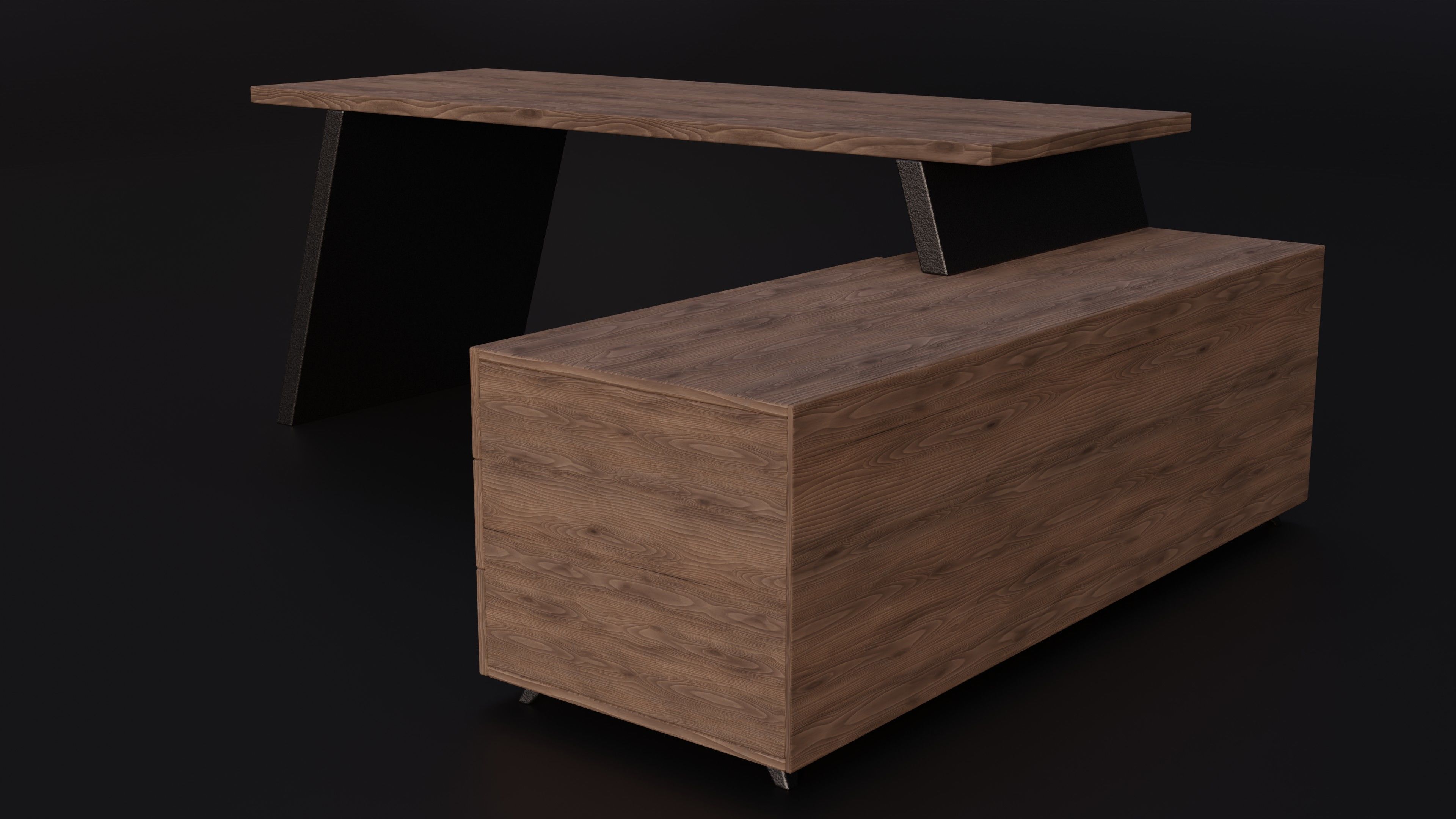 Modern Desk Design Free 3D model_5