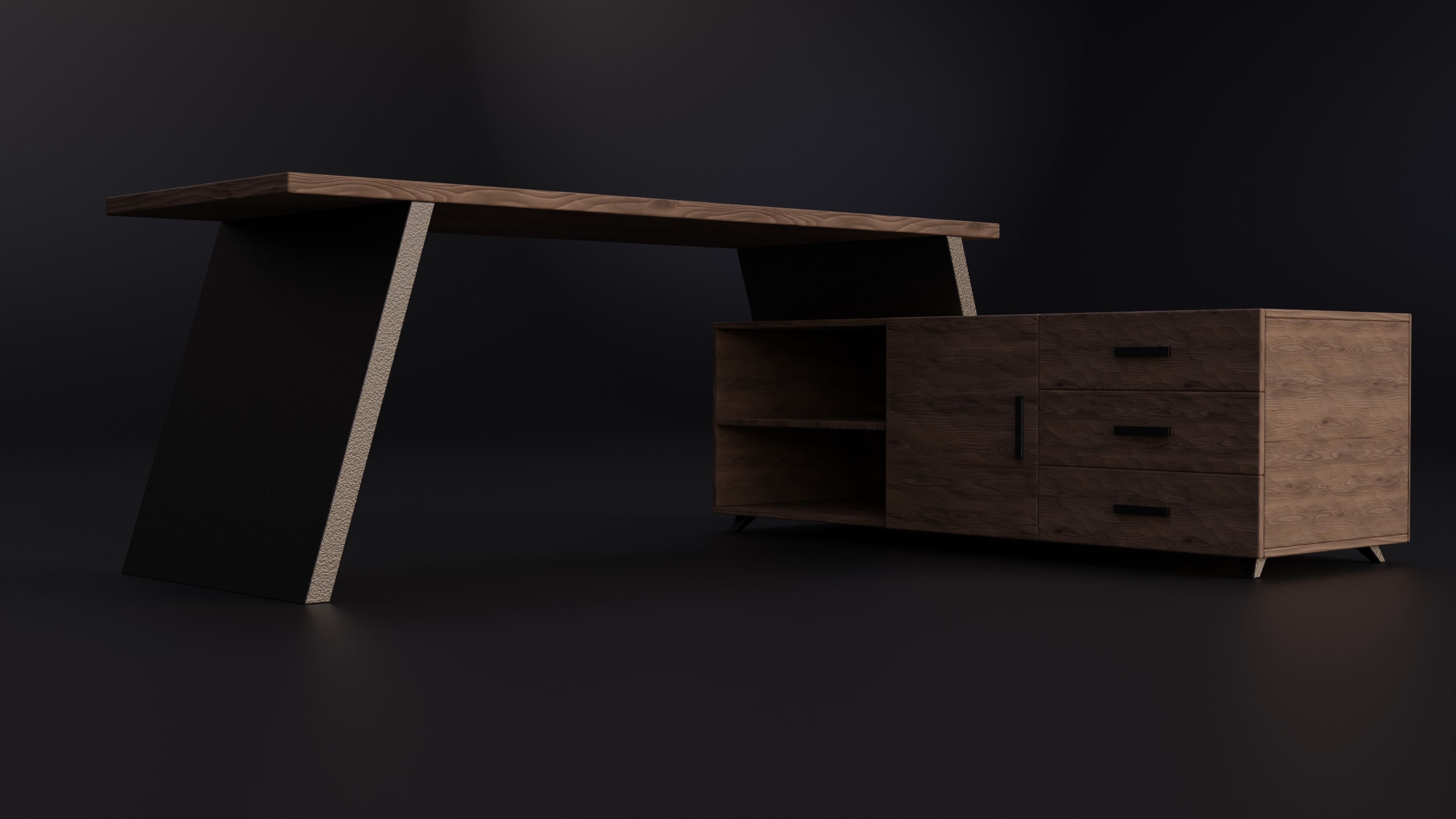 Modern Desk Design Free 3D model_1