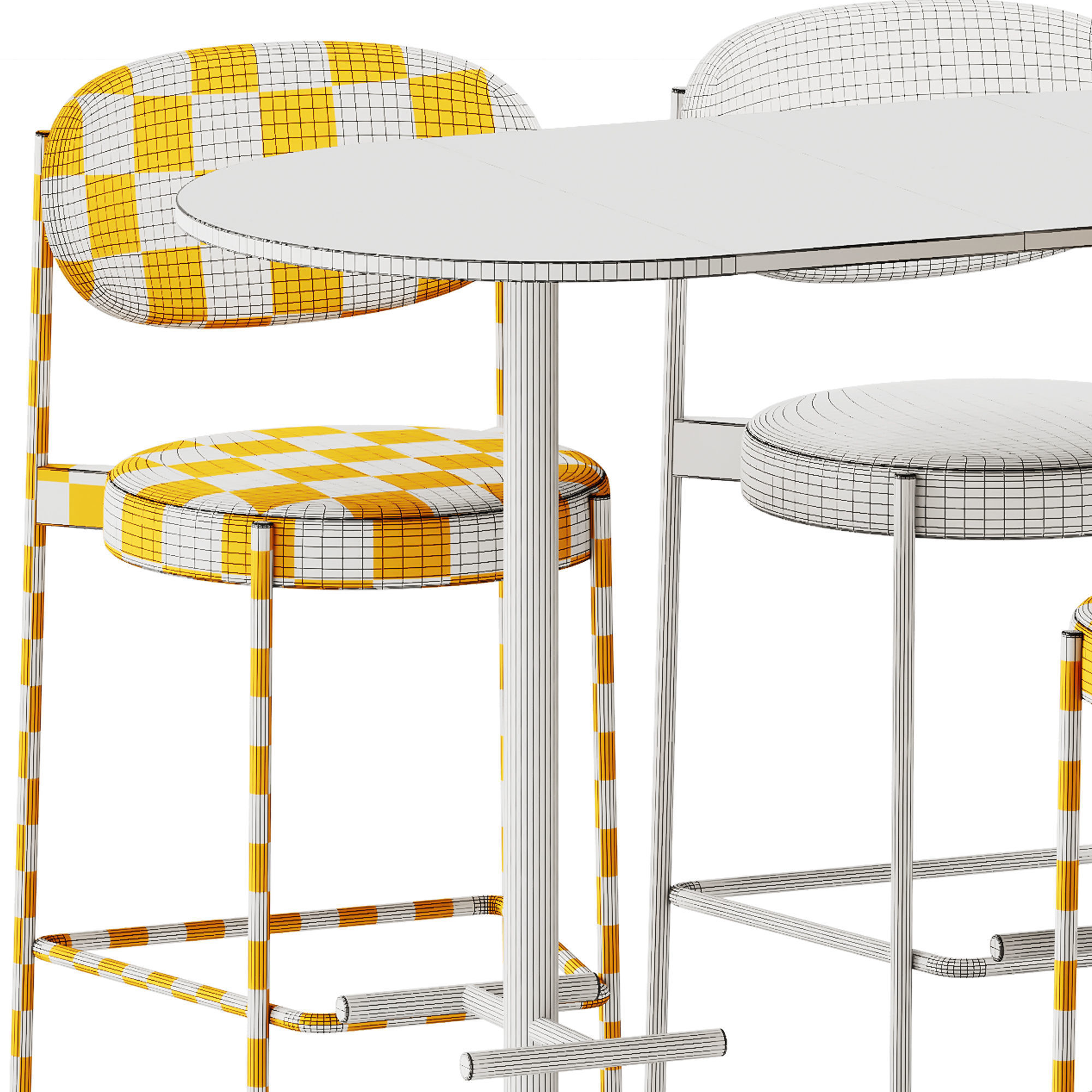 Verner Series 430 Bar Stool and Casual High Oval Table by Bene 3D model_7