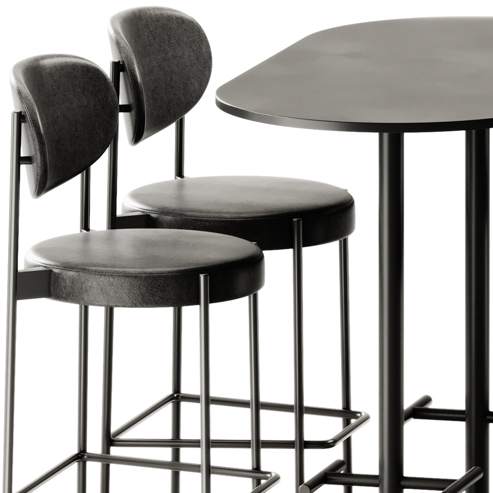 Verner Series 430 Bar Stool and Casual High Oval Table by Bene 3D model_2