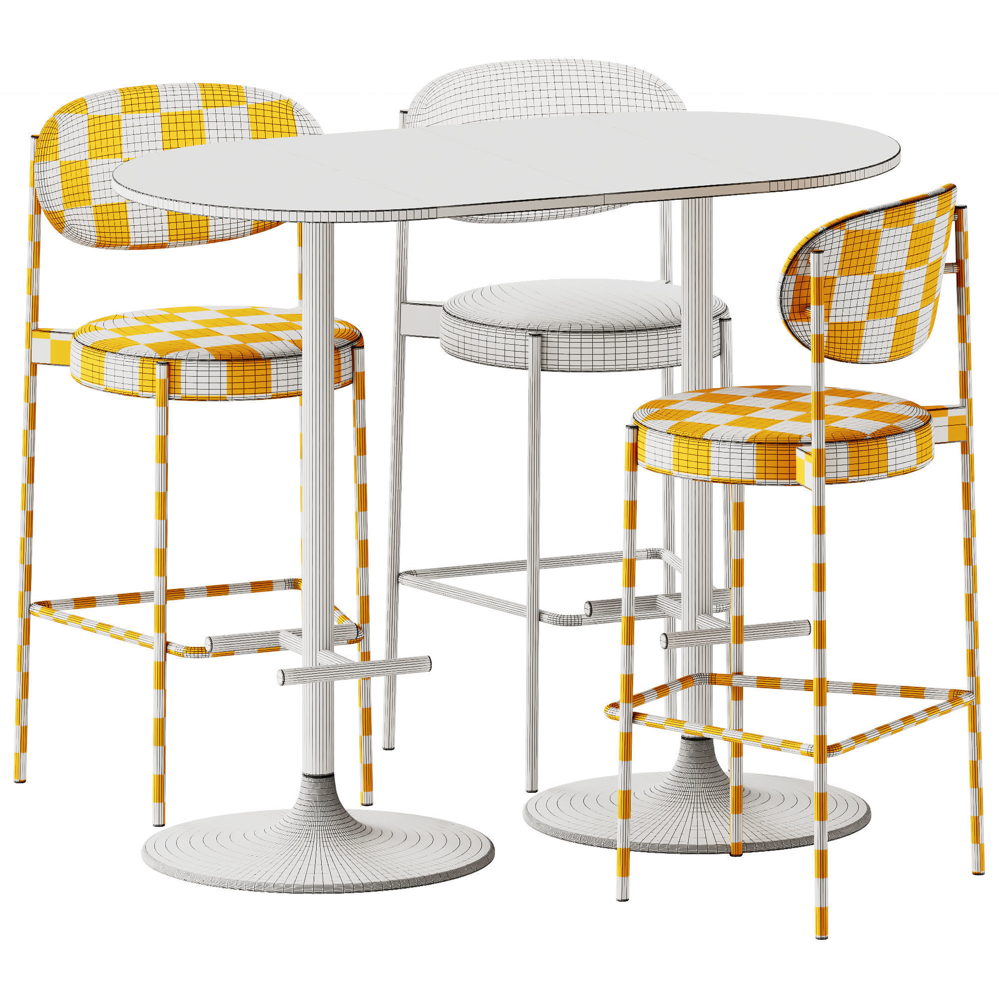 Verner Series 430 Bar Stool and Casual High Oval Table by Bene 3D model_6