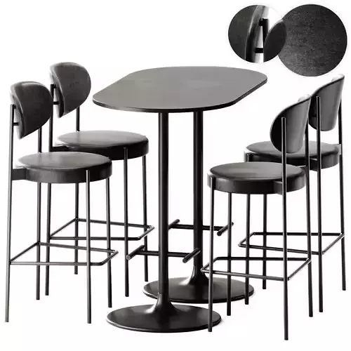 Verner Series 430 Bar Stool and Casual High Oval Table by Bene