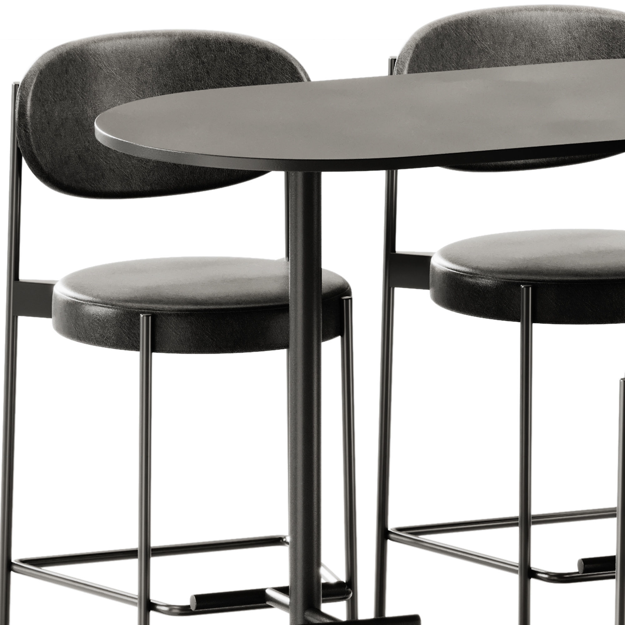 Verner Series 430 Bar Stool and Casual High Oval Table by Bene 3D model_3