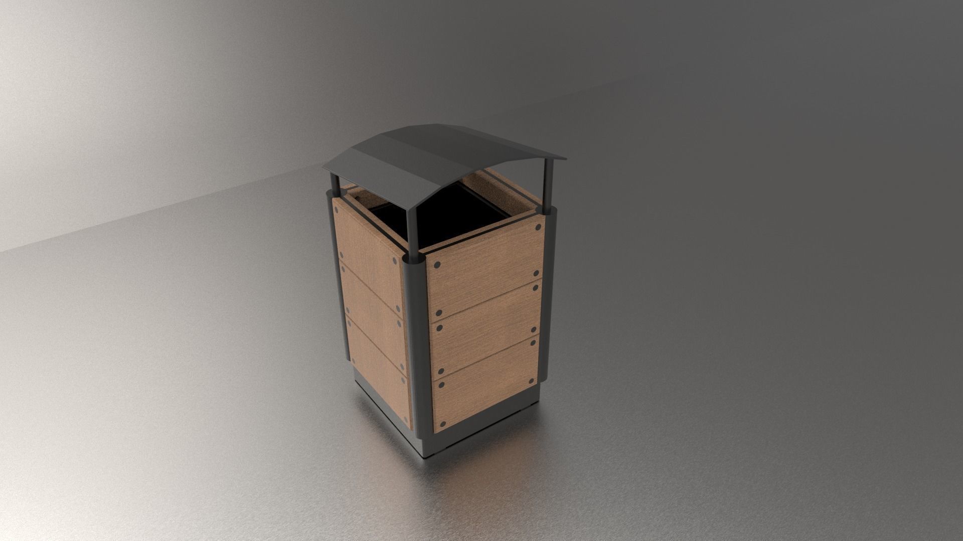 park trash bin Low-poly 3D model_2
