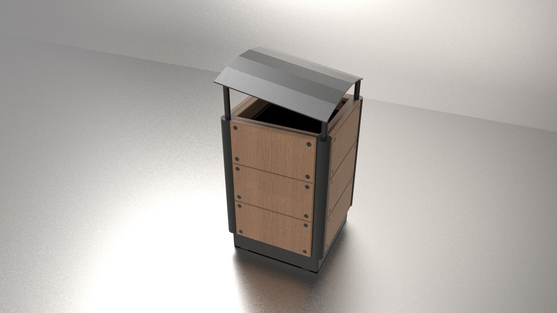 park trash bin Low-poly 3D model_4