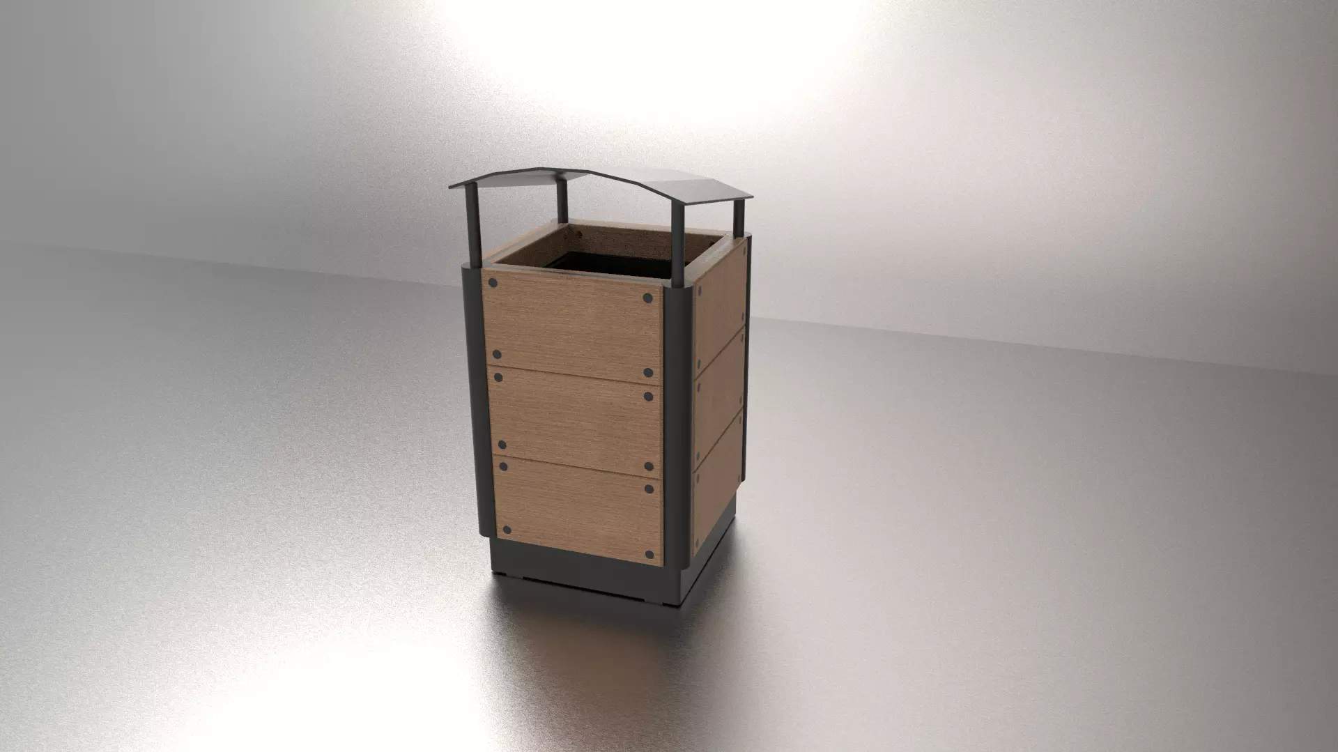 park trash bin Low-poly 3D model_0