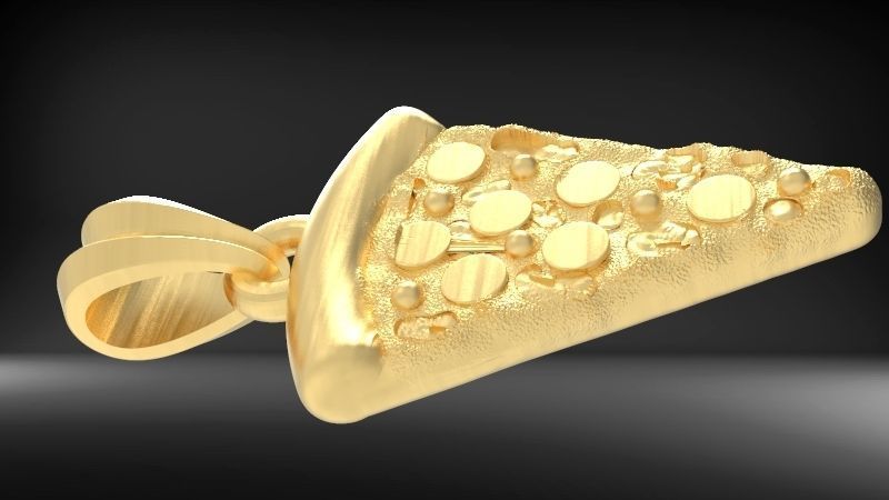 Pizza Slice Pendant Charm Necklace Jewelry 3D print model_4