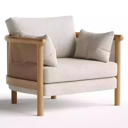 Sydney Cane Armchair  Washed Linen Flax
