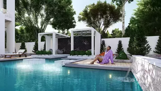 villa with pool 3D model