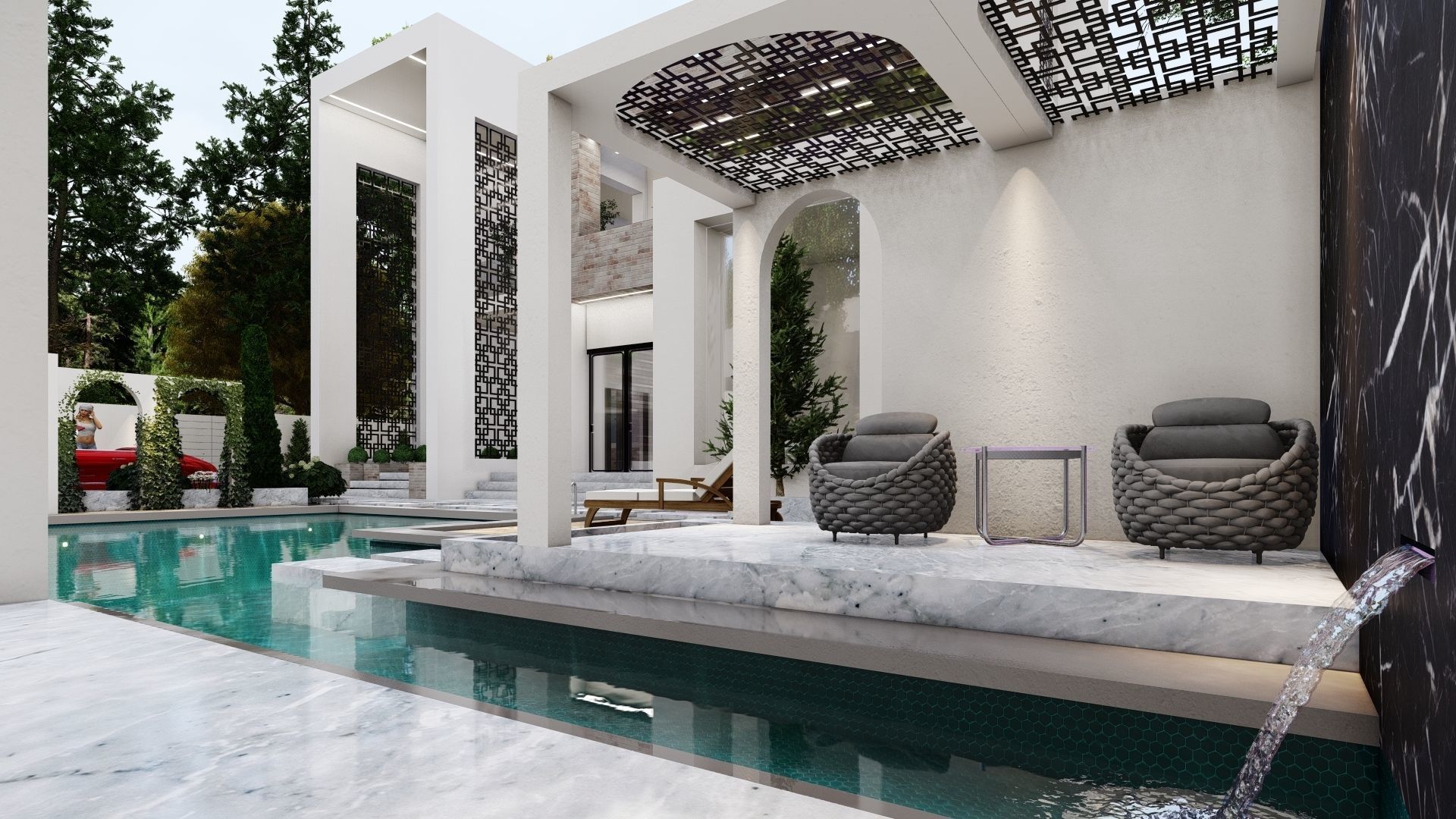 villa with pool 3D model_5