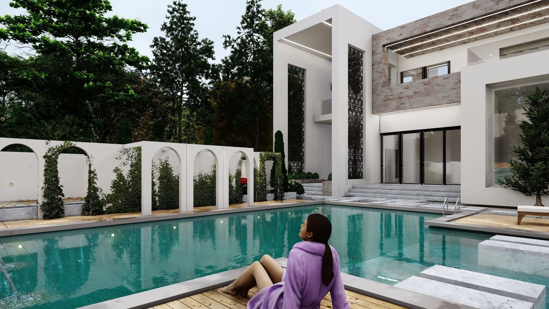 villa with pool 3D model_3