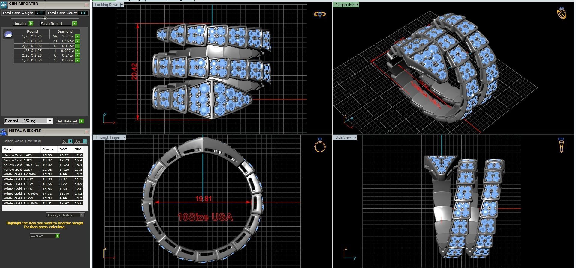 BVLGARI snake diamonds ring 3D print model 3D print model_4
