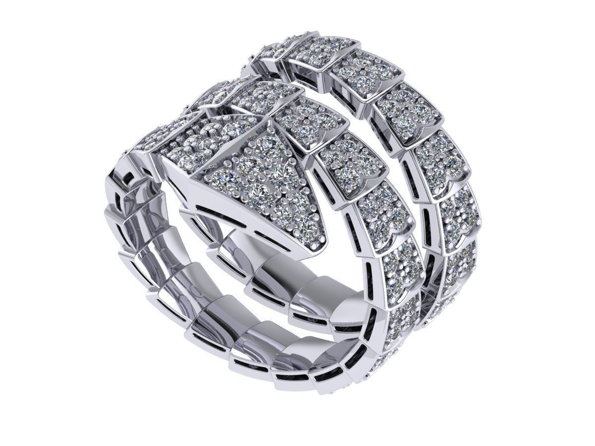 BVLGARI snake diamonds ring 3D print model 3D print model_1