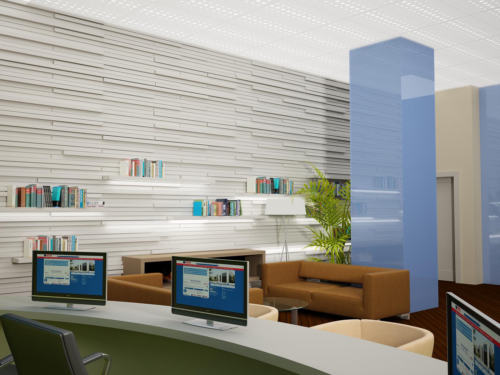 reception office with circular desk 3D model_2