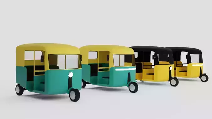 Tuk Tuk or Indian Style Auto Rickshaw Uber Themed 3d Model