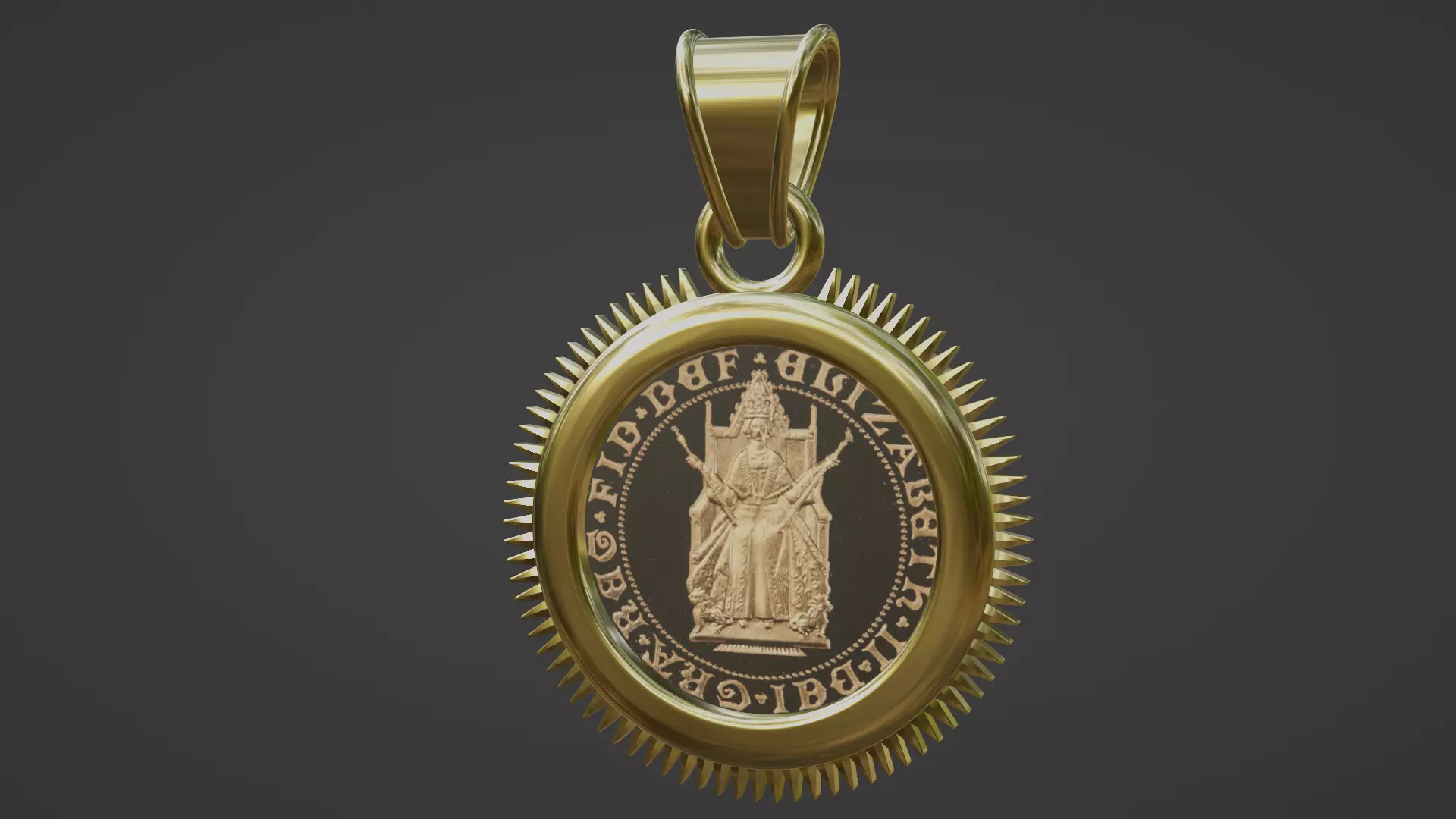 1989 Gold proof full Sovereign spike frame mount 3D print model