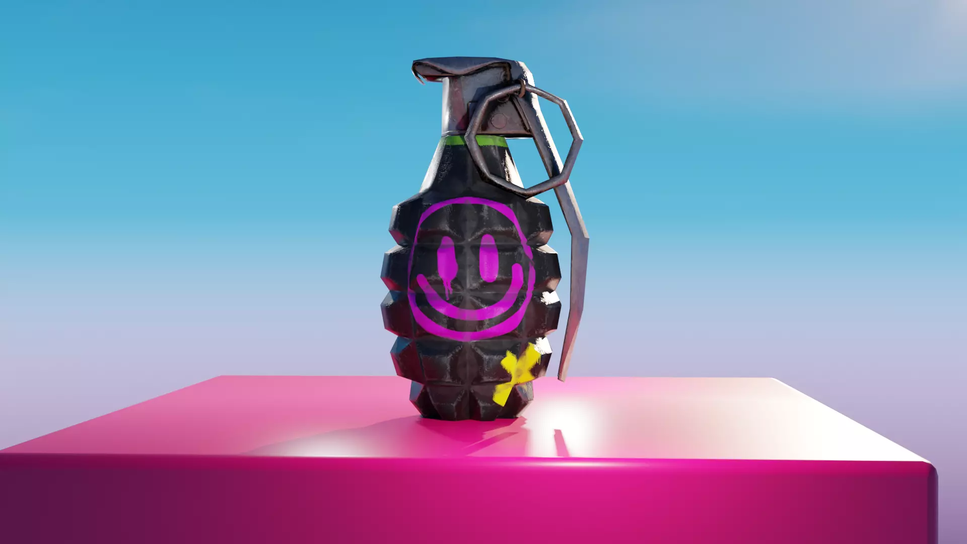 Graffiti Grenade Low-poly 3D model_0