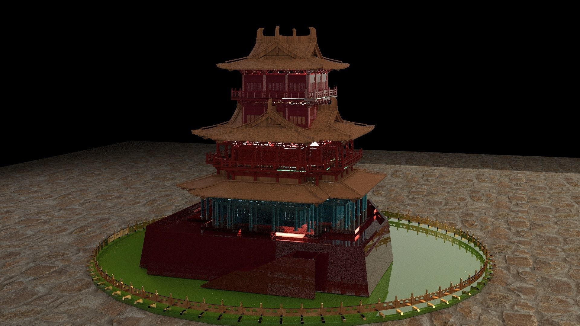 Chinese ancient house 3D model_1