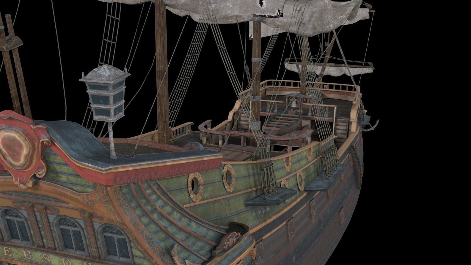 GALLEON SHIP PINNACLE Low-poly 3D model_5
