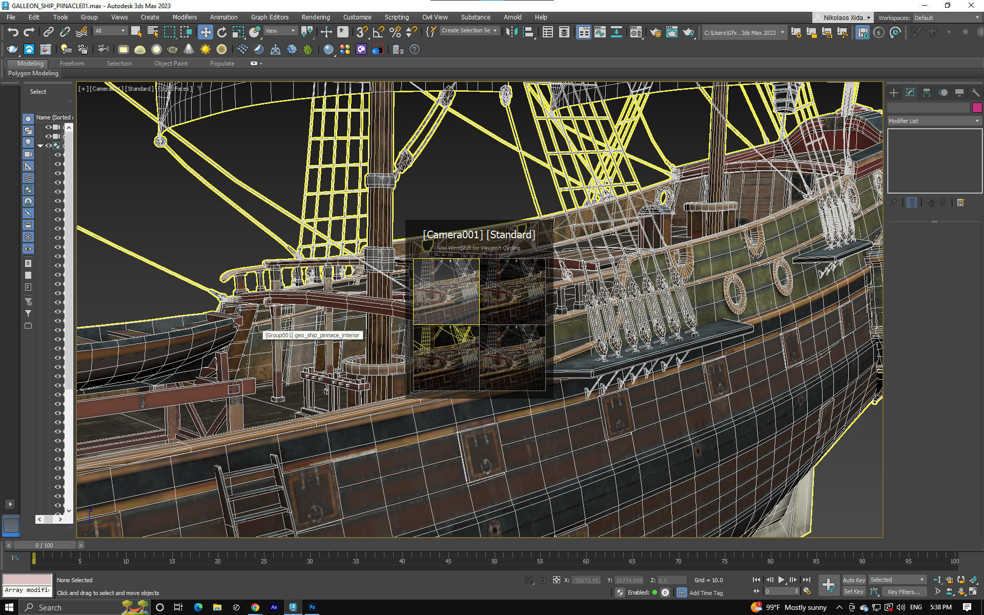 GALLEON SHIP PINNACLE Low-poly 3D model_8