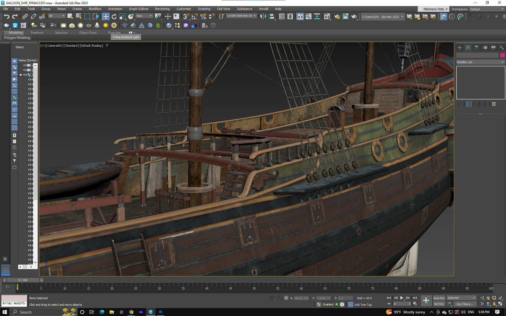 GALLEON SHIP PINNACLE Low-poly 3D model_9