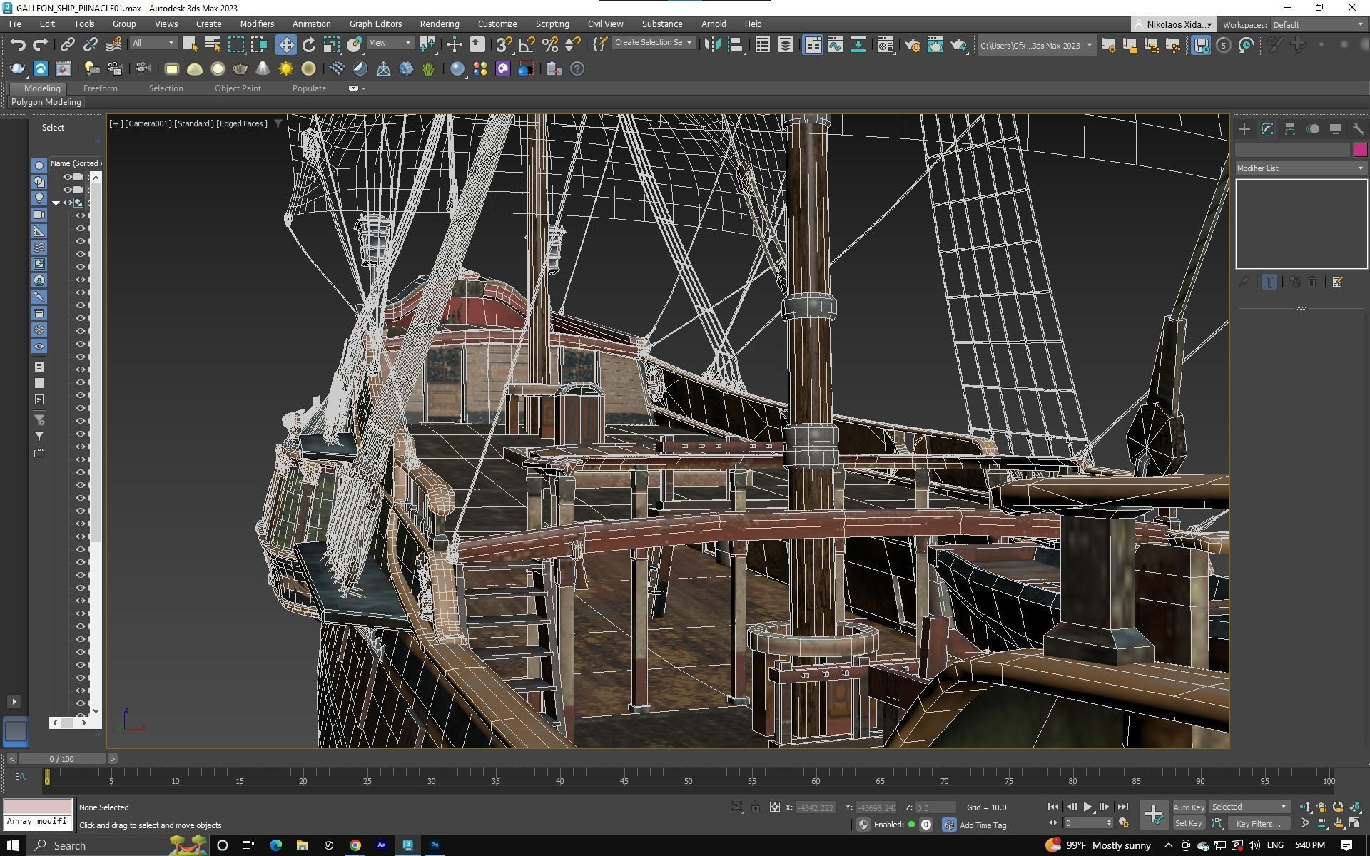 GALLEON SHIP PINNACLE Low-poly 3D model_7