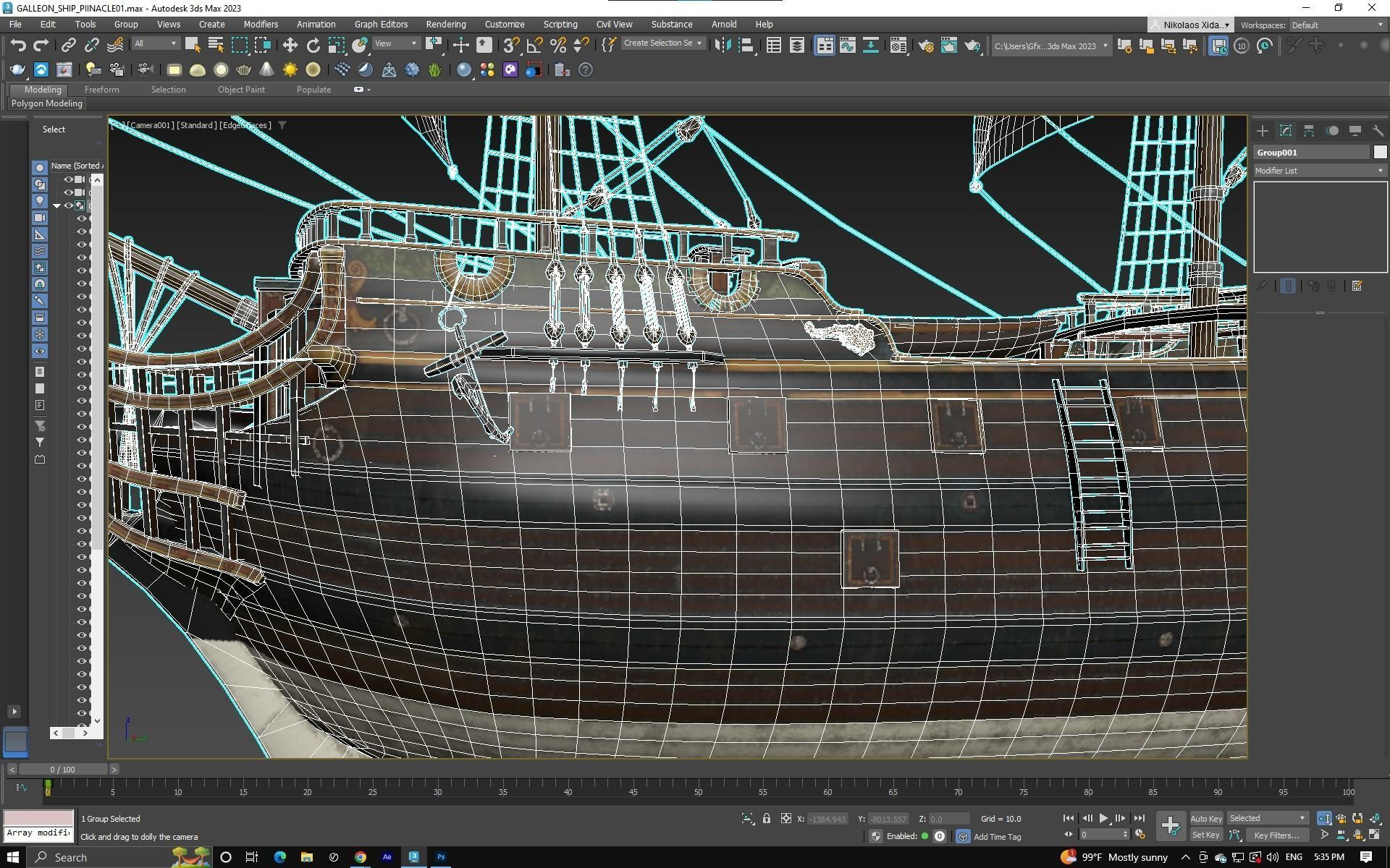 GALLEON SHIP PINNACLE Low-poly 3D model_1